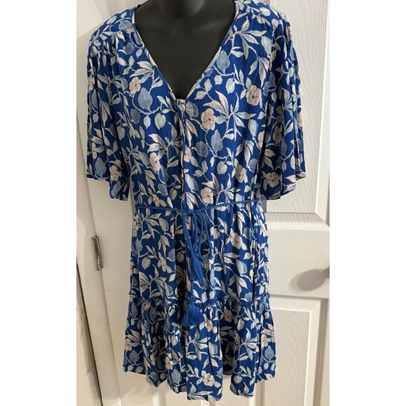 Faherty Mini Dress Women’s Size Small Floral BLUE  NWT $188 - Picture 1 of 16